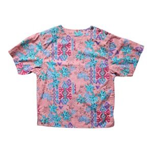 Vtg Wrangler Floral Print Button Detail Short Sleeve Blouse, Lightweight Shirt